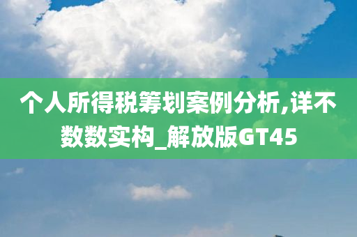 个人所得税筹划案例分析,详不数数实构_解放版GT45