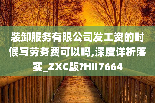 装卸服务有限公司发工资的时候写劳务费可以吗,深度详析落实_ZXC版?HII7664