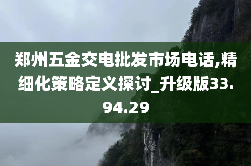 郑州五金交电批发市场电话,精细化策略定义探讨_升级版33.94.29