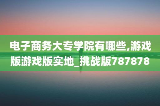 电子商务大专学院有哪些,游戏版游戏版实地_挑战版787878