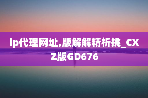 ip代理网址,版解解精析挑_CXZ版GD676