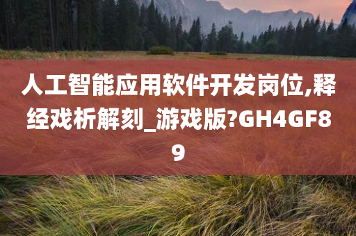 人工智能应用软件开发岗位,释经戏析解刻_游戏版?GH4GF89