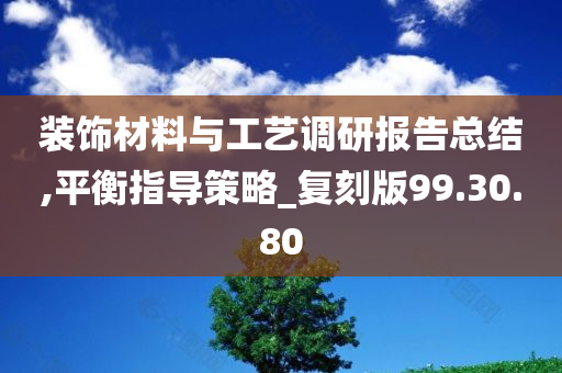 装饰材料与工艺调研报告总结,平衡指导策略_复刻版99.30.80