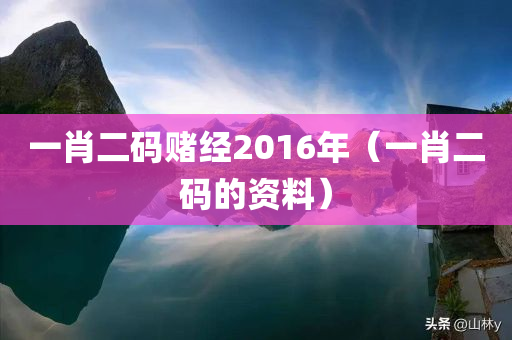 一肖二码赌经2016年（一肖二码的资料）