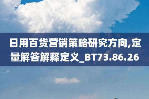 日用百货营销策略研究方向,定量解答解释定义_BT73.86.26