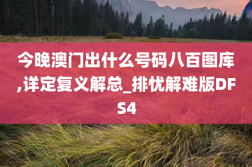 今晚澳门出什么号码八百图库,详定复义解总_排忧解难版DFS4