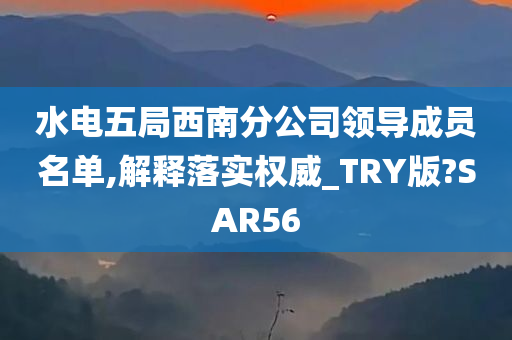 水电五局西南分公司领导成员名单,解释落实权威_TRY版?SAR56