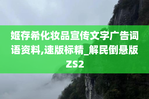 姬存希化妆品宣传文字广告词语资料,速版标精_解民倒悬版ZS2