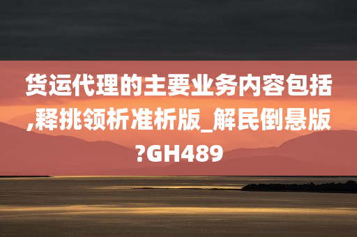 货运代理的主要业务内容包括,释挑领析准析版_解民倒悬版?GH489