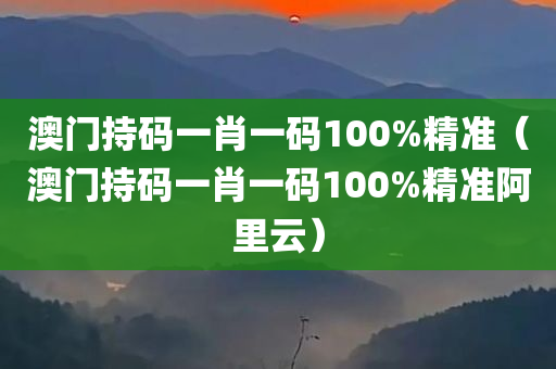 澳门持码一肖一码100%精准（澳门持码一肖一码100%精准阿里云）