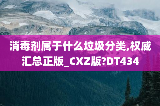 消毒剂属于什么垃圾分类,权威汇总正版_CXZ版?DT434