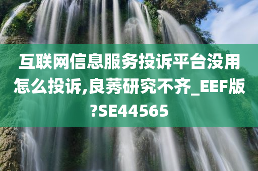 互联网信息服务投诉平台没用怎么投诉,良莠研究不齐_EEF版?SE44565