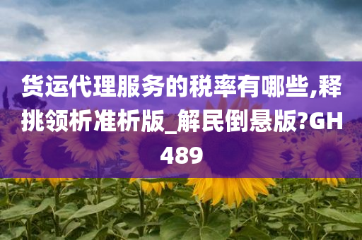 货运代理服务的税率有哪些,释挑领析准析版_解民倒悬版?GH489