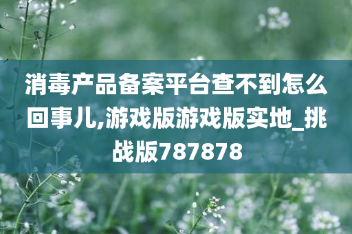 消毒产品备案平台查不到怎么回事儿,游戏版游戏版实地_挑战版787878