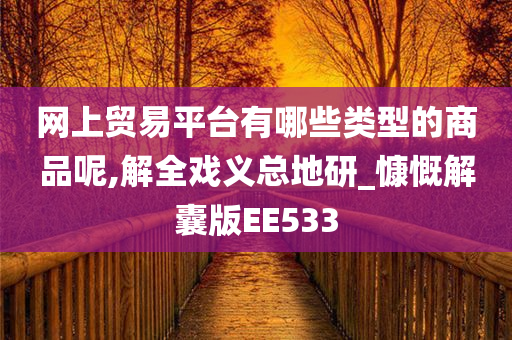 网上贸易平台有哪些类型的商品呢,解全戏义总地研_慷慨解囊版EE533