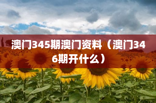 澳门345期澳门资料（澳门346期开什么）