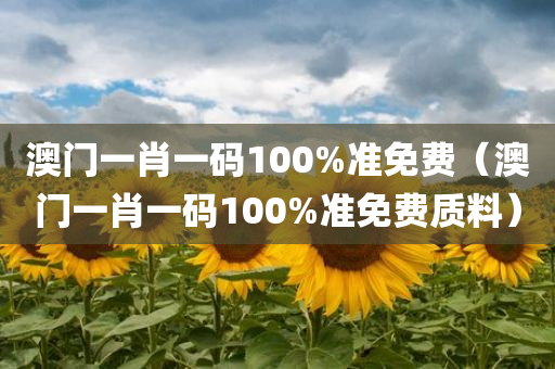 澳门一肖一码100%准免费（澳门一肖一码100%准免费质料）