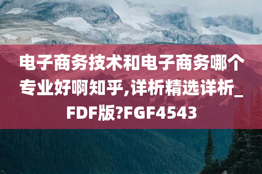 电子商务技术和电子商务哪个专业好啊知乎,详析精选详析_FDF版?FGF4543