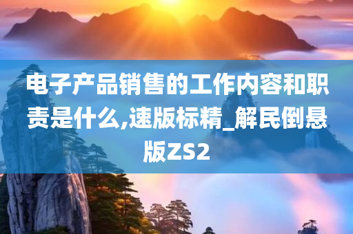 电子产品销售的工作内容和职责是什么,速版标精_解民倒悬版ZS2