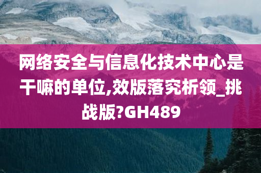 网络安全与信息化技术中心是干嘛的单位,效版落究析领_挑战版?GH489