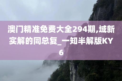 澳门精准免费大全294期,域新实解的同总复_一知半解版KY6