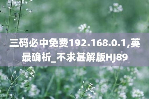 三码必中免费192.168.0.1,英最确析_不求甚解版HJ89