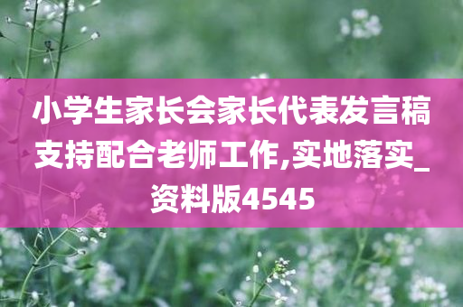 小学生家长会家长代表发言稿支持配合老师工作,实地落实_资料版4545