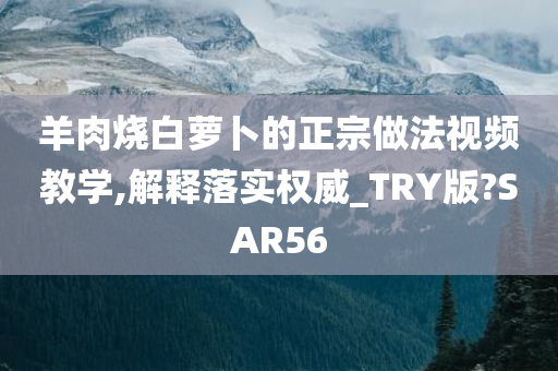 羊肉烧白萝卜的正宗做法视频教学,解释落实权威_TRY版?SAR56