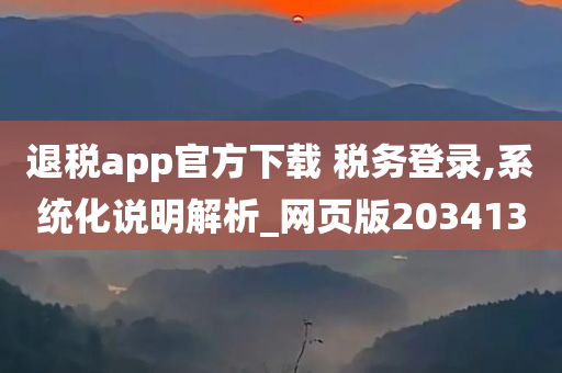 退税app官方下载 税务登录,系统化说明解析_网页版203413