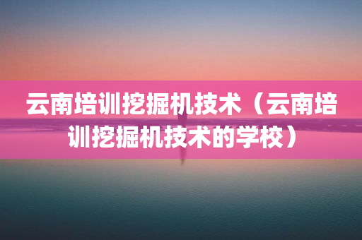 云南培训挖掘机技术（云南培训挖掘机技术的学校）