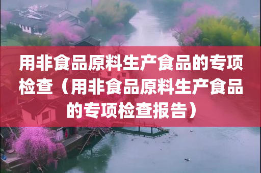 用非食品原料生产食品的专项检查（用非食品原料生产食品的专项检查报告）