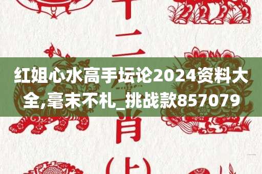 红姐心水高手坛论2024资料大全,毫末不札_挑战款857079