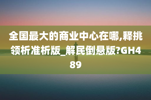 全国最大的商业中心在哪,释挑领析准析版_解民倒悬版?GH489