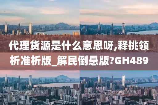 代理货源是什么意思呀,释挑领析准析版_解民倒悬版?GH489