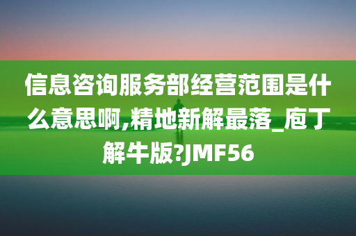 信息咨询服务部经营范围是什么意思啊,精地新解最落_庖丁解牛版?JMF56