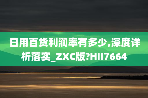 日用百货利润率有多少,深度详析落实_ZXC版?HII7664