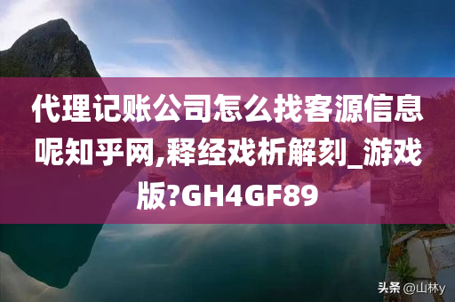 代理记账公司怎么找客源信息呢知乎网,释经戏析解刻_游戏版?GH4GF89