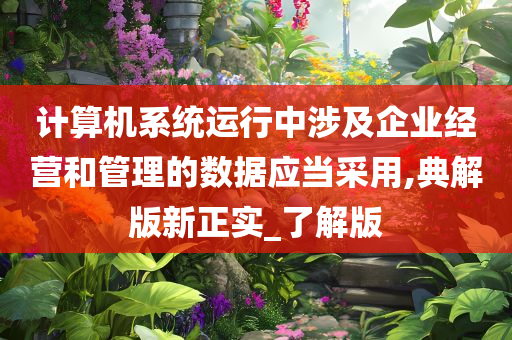 计算机系统运行中涉及企业经营和管理的数据应当采用,典解版新正实_了解版